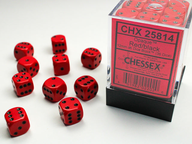 CHX 25814 Opaque Red/black (12mm D6 36-Dice Set)
