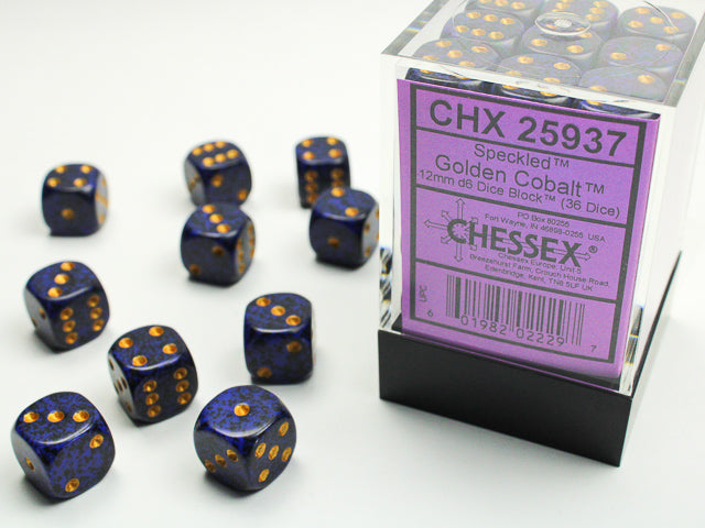 CHX 25937 Speckled Golden Cobalt (12mm D6 36-Dice Set)