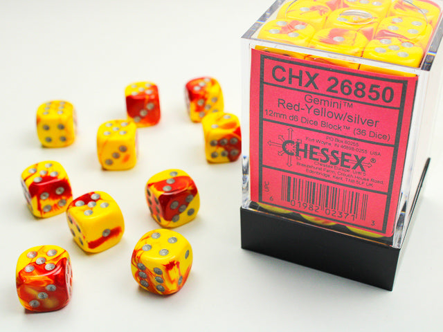 CHX 26850 Gemini Red-Yellow/silver (12mm D6 36-Dice Set)