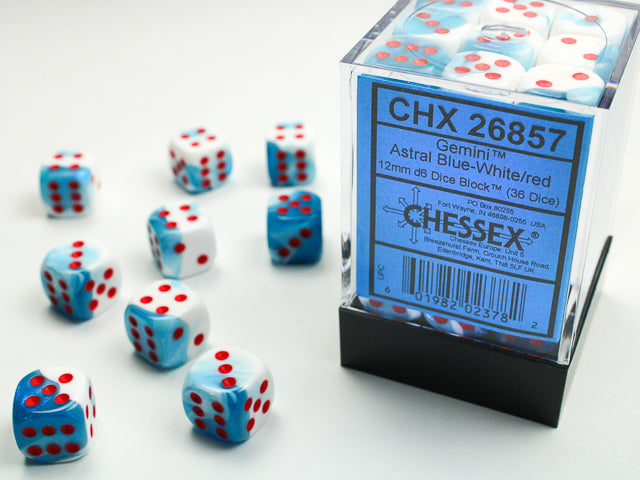 CHX 26857 Gemini Astral Blue-White/red (12mm D6 36-Dice Set)