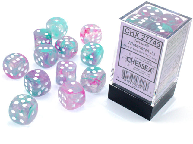 CHX 27745 Nebula Wisteria/white Luminary (16mm D6 12-Dice Set)