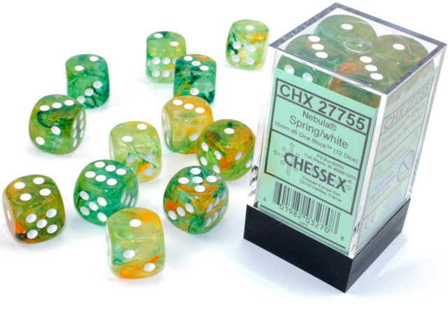 CHX 27755 Nebula Spring/white Luminary (16mm D6 12-Dice Set)