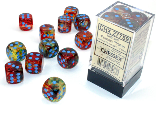 CHX 27759 Nebula Primary/blue Luminary (16mm D6 12-Dice Set)