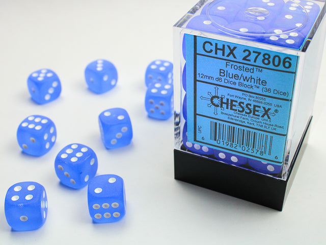 CHX 27806 Frosted Blue/white (12mm D6 36-Dice Set)