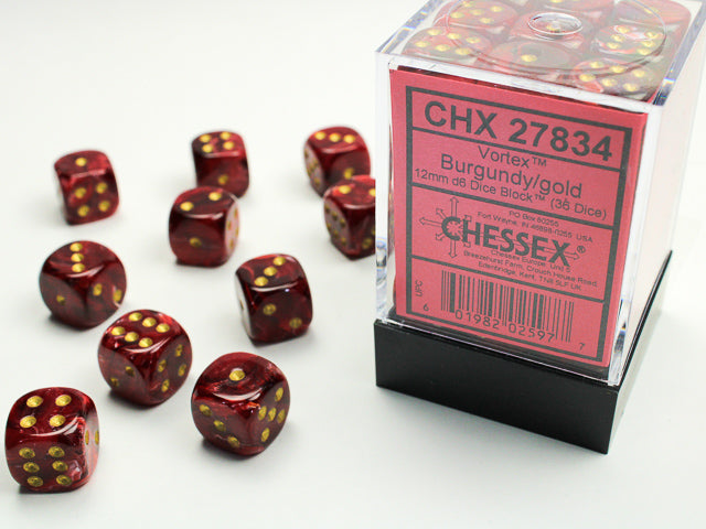 CHX 27834 Vortex Burgundy/gold (12mm D6 36-Dice Set)