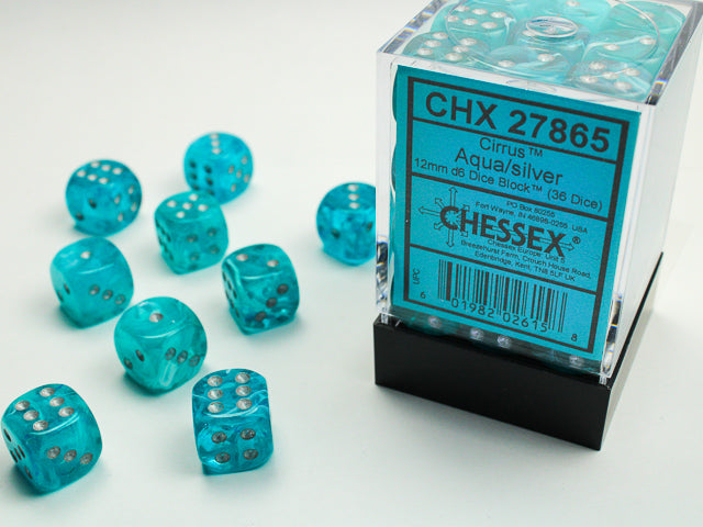 CHX 27865 Cirrus Aqua/silver (12mm D6 36-Dice Set)