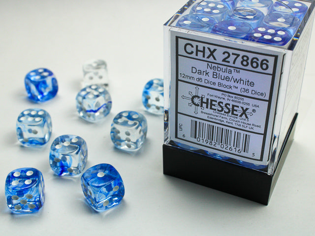 CHX 27866 Nebula Dark Blue/white (12mm D6 36-Dice Set)
