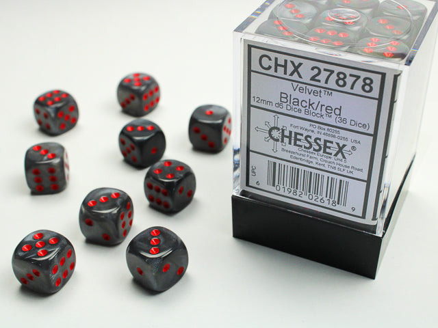 CHX 27878 Velvet Black/red (12mm D6 36-Dice Set)