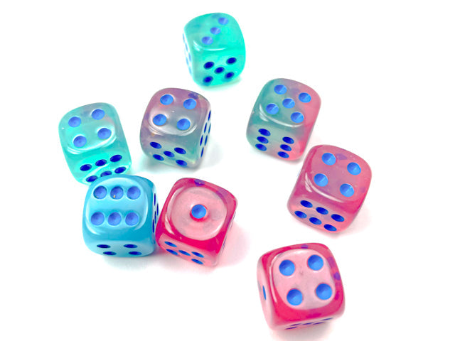 CHX 26864 Gemini Gel Green-Pink/blue Luminary (12mm D6 36-Dice Set)