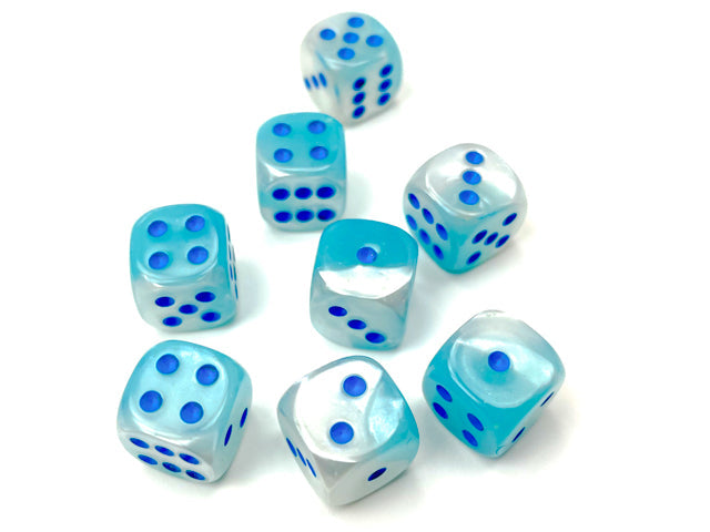 CHX 26865 Gemini Pearl Turquoise-White/blue Luminary (12mm D6 36-Dice Set)