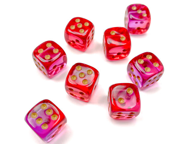CHX 26867 Gemini Translucent Red-Violet/gold (12mm D6 36-Dice Set)