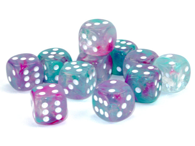 CHX 27745 Nebula Wisteria/white Luminary (16mm D6 12-Dice Set)