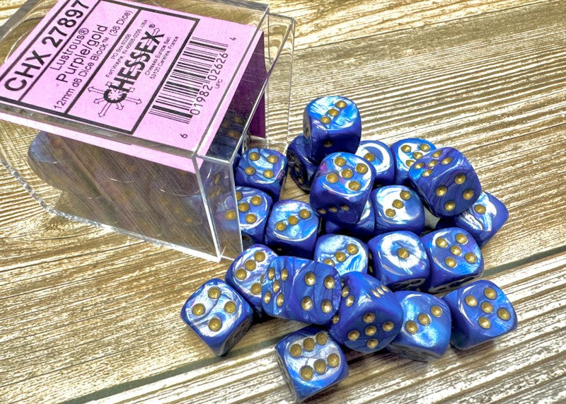 CHX 27897 Lustrous Purple/gold (12mm D6 36-Dice Set)