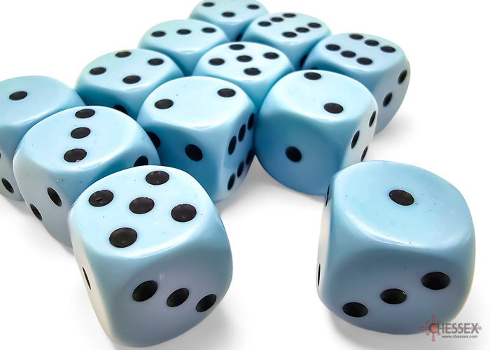 CHX 25666 Opaque Pastel Blue/black (16mm D6 12-Dice Set)