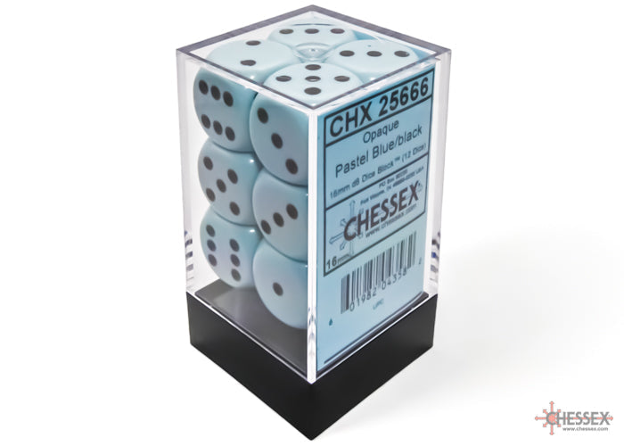 CHX 25666 Opaque Pastel Blue/black (16mm D6 12-Dice Set)