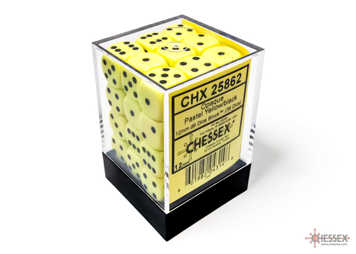 CHX 25862 Opaque Pastel Yellow/black (12mm D6 36-Dice Set)