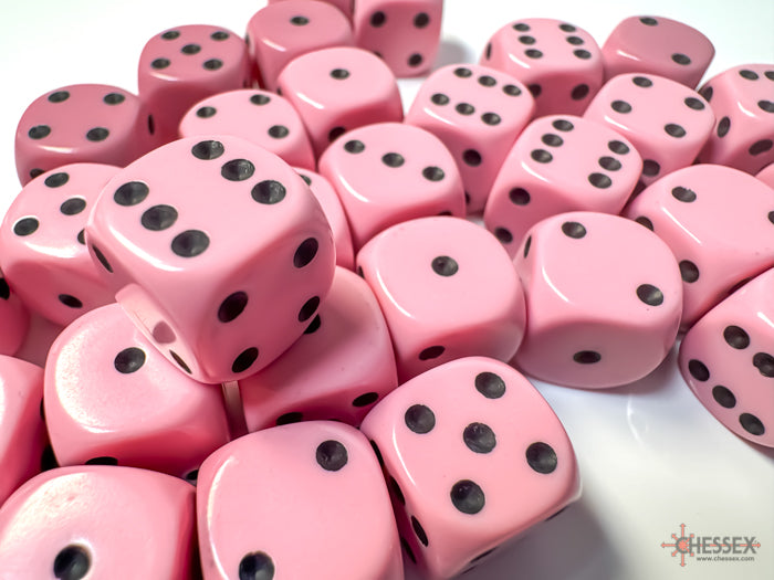 CHX 25864 Opaque Pastel Pink/black (12mm D6 36-Dice Set)