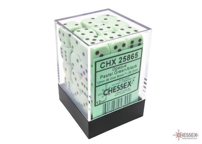 CHX 25865 Opaque Pastel Green/black (12mm D6 36-Dice Set)