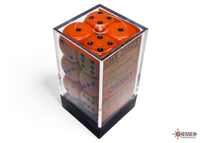 CHX 25603 Opaque Orange/black (16mm D6 12-Dice Set)