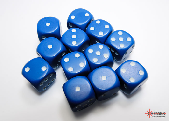 CHX 25606 Opaque Blue/white (16mm D6 12-Dice Set)