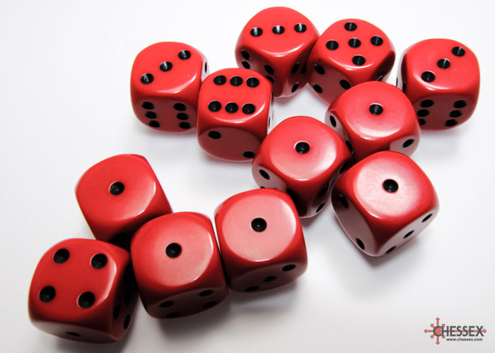 CHX 25614 Opaque Red/black (16mm D6 12-Dice Set)