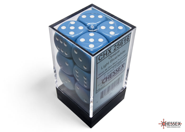 CHX 25616 Opaque Light Blue/white (16mm D6 12-Dice Set)