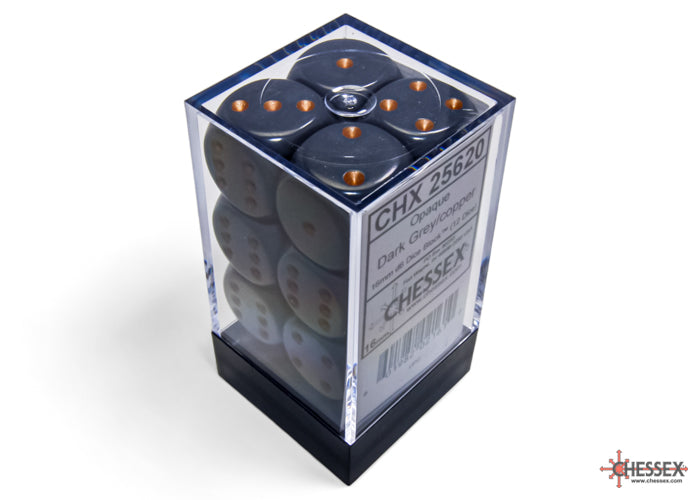 CHX 25620 Opaque Dark Grey/copper (16mm D6 12-Dice Set)