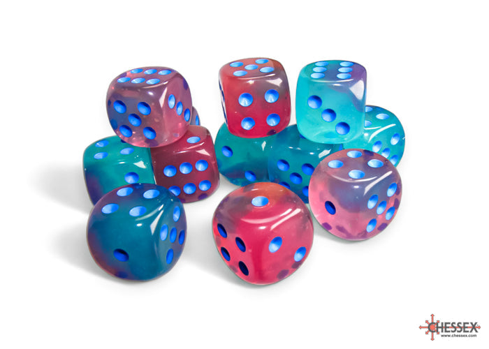 CHX 26664 Gemini Gel Green-Pink/blue Luminary (16mm D6 12-Dice Set)