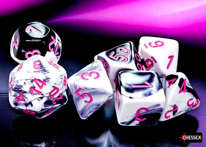 CHX 26469 Gemini Black-White/pink (Polyhedral 7-Die Set)