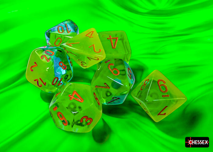 CHX 26470 Gemini Plasma Green-Teal/orange Luminary (Polyhedral 7-Die Set)