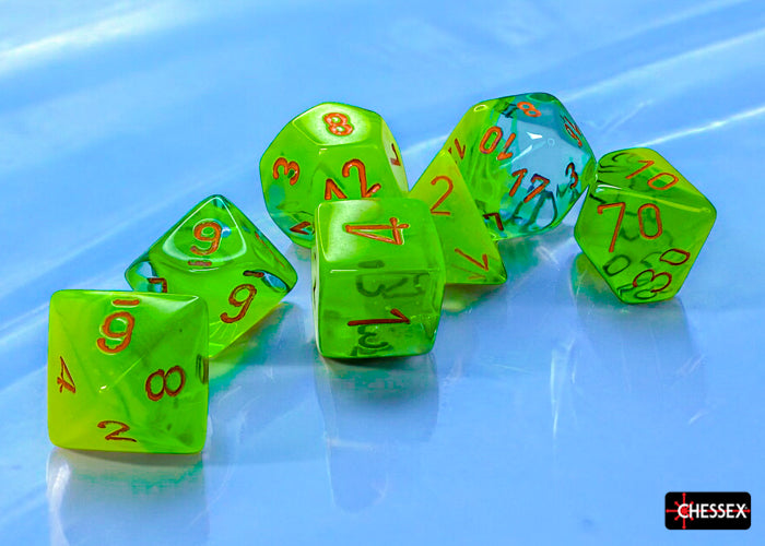 CHX 26470 Gemini Plasma Green-Teal/orange Luminary (Polyhedral 7-Die Set)