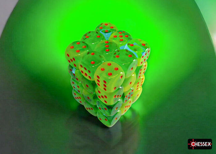 CHX 26870 Gemini Plasma Green-Teal/orange Luminary (12mm D6 36-Dice Set)