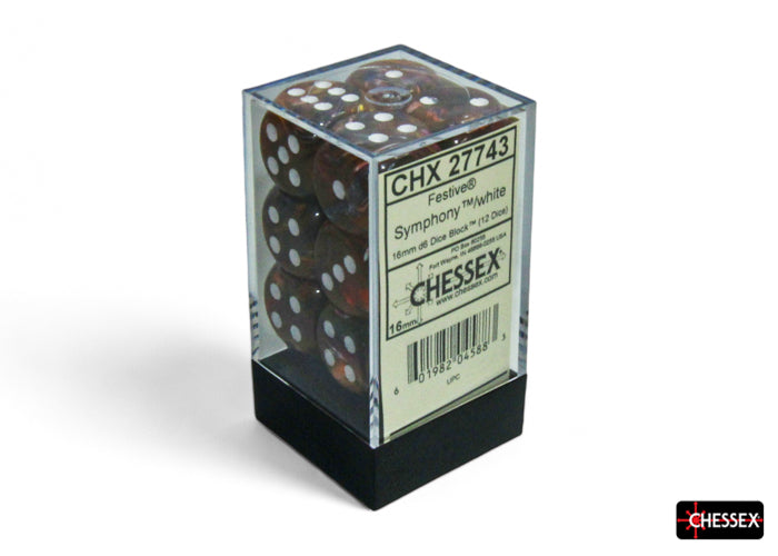 CHX 27743 Festive Symphony/white (16mm D6 12-Dice Set)