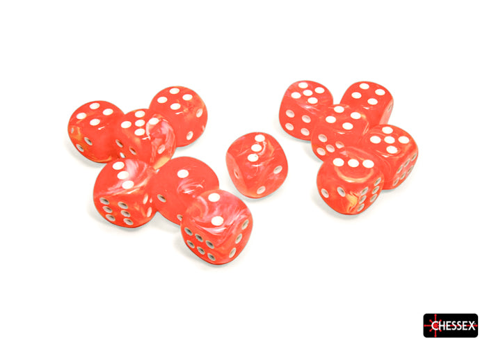 CHX 27753 Festive Dahlia/white (16mm D6 12-Dice Set)