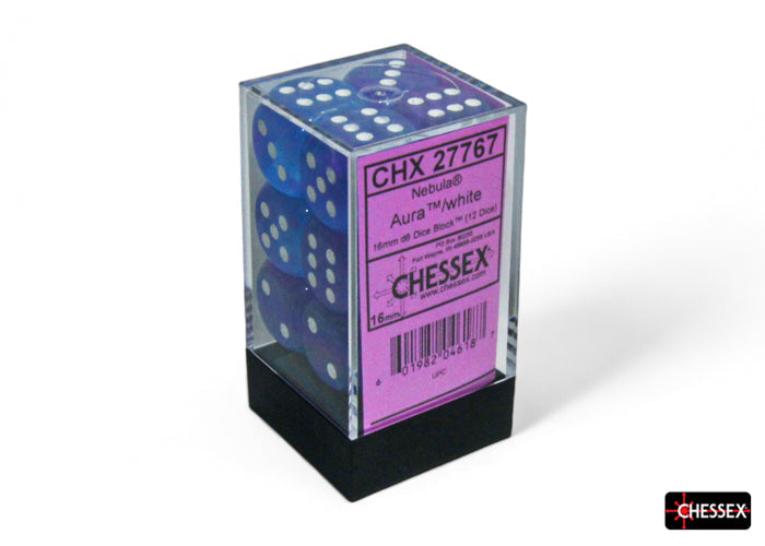 CHX 27767 Nebula Aura/white Luminary (16mm D6 12-Dice Set)