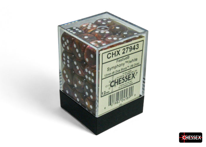 CHX 27943 Festive Symphony/white (12mm D6 36-Dice Set)