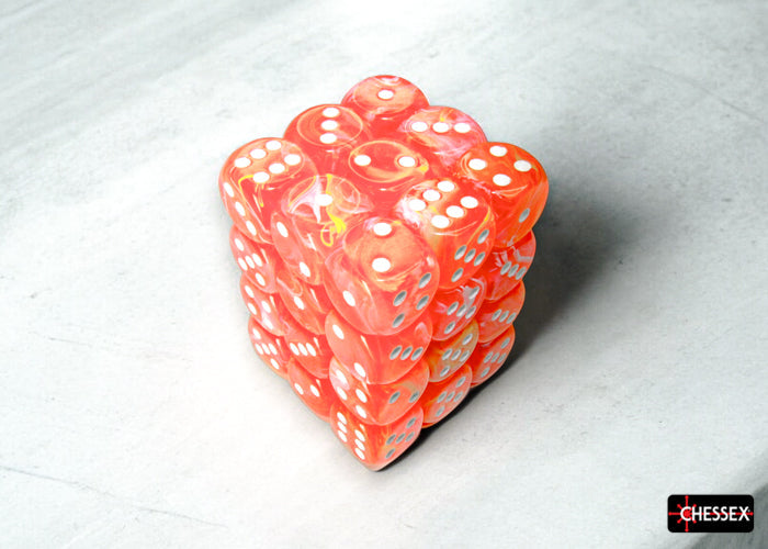 CHX 27953 Festive Dahlia/white Luminary (12mm D6 36-Dice Set)