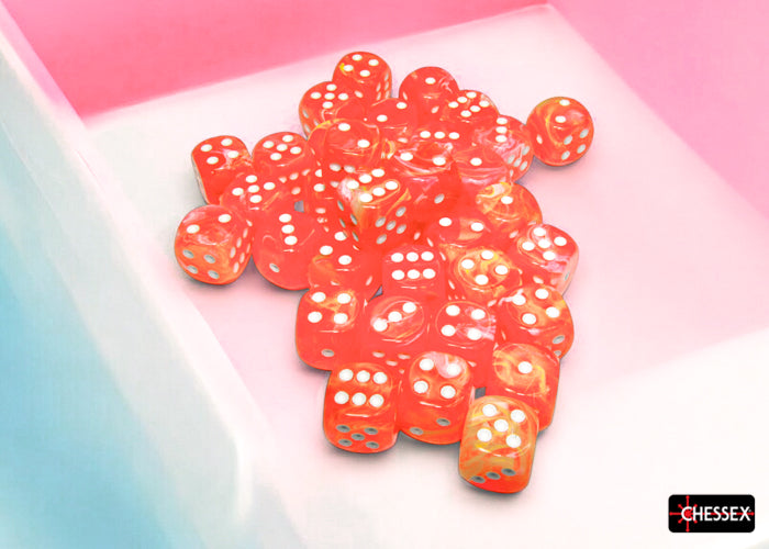CHX 27953 Festive Dahlia/white Luminary (12mm D6 36-Dice Set)