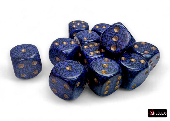 CHX 25737 Speckled Golden Cobalt (16mm D6 12-Dice Set)