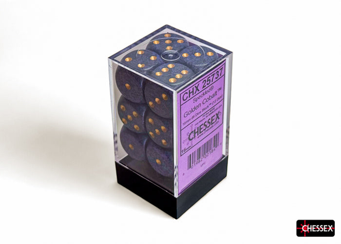 CHX 25737 Speckled Golden Cobalt (16mm D6 12-Dice Set)