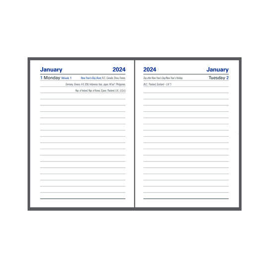Collins 2024 Calendar Year Diary - Sterling Pocket 133P with Pencil A7 Day to Page Blue