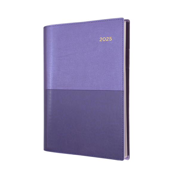 Collins 2025 Calendar Year Diary - Vanessa 145 Spiral A4 DTP Purple