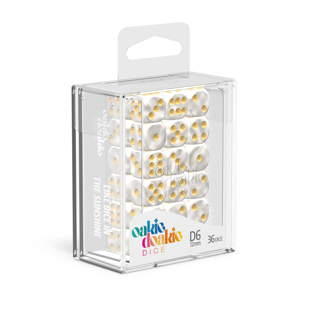 Oakie Doakie Dice Marble - White 12mm D6 Set Of 36