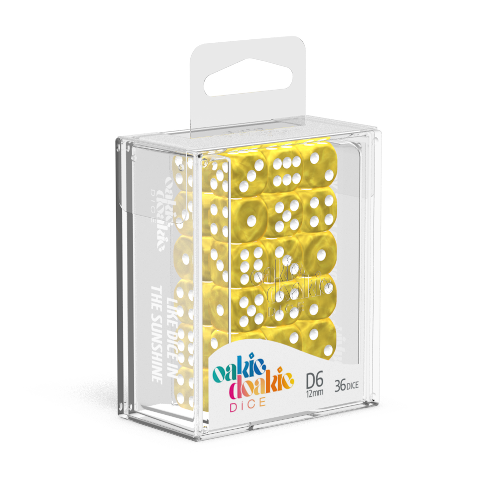Oakie Doakie Dice Marble - Yellow 12mm D6 Set Of 36