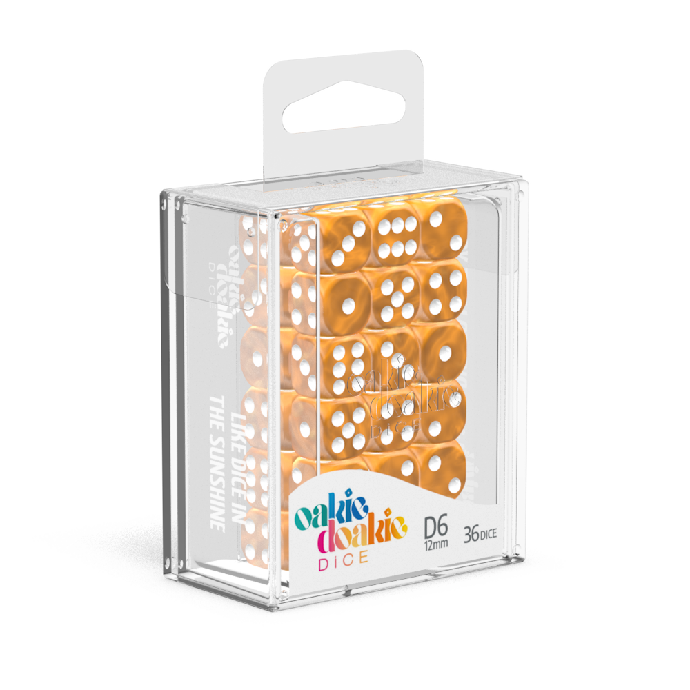 Oakie Doakie Dice Marble - Orange 12mm D6 Set Of 36