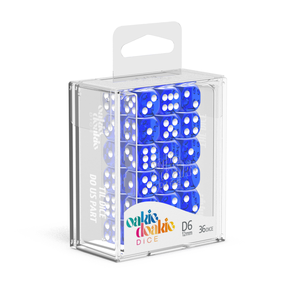Oakie Doakie Dice Translucent - Blue 12mm D6 Set Of 36