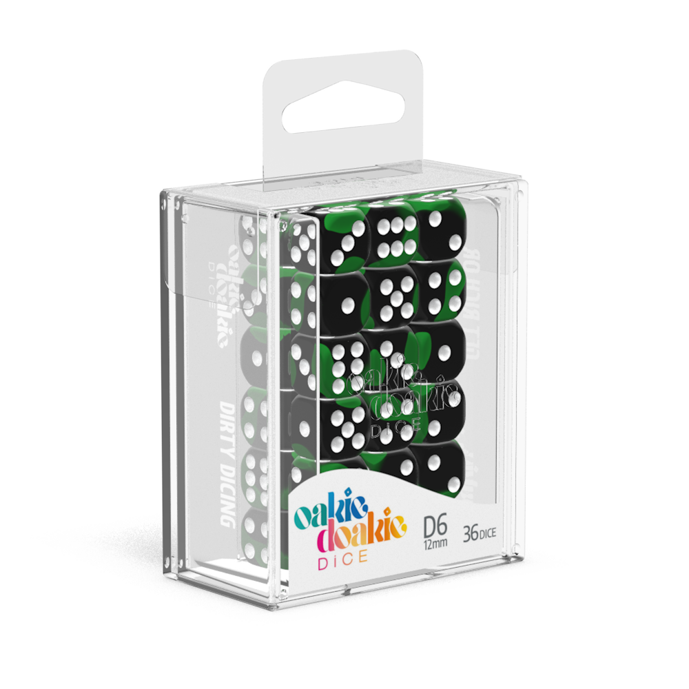Oakie Doakie Dice Glow In The Dark - Biohazard 12mm D6 Set Of 36