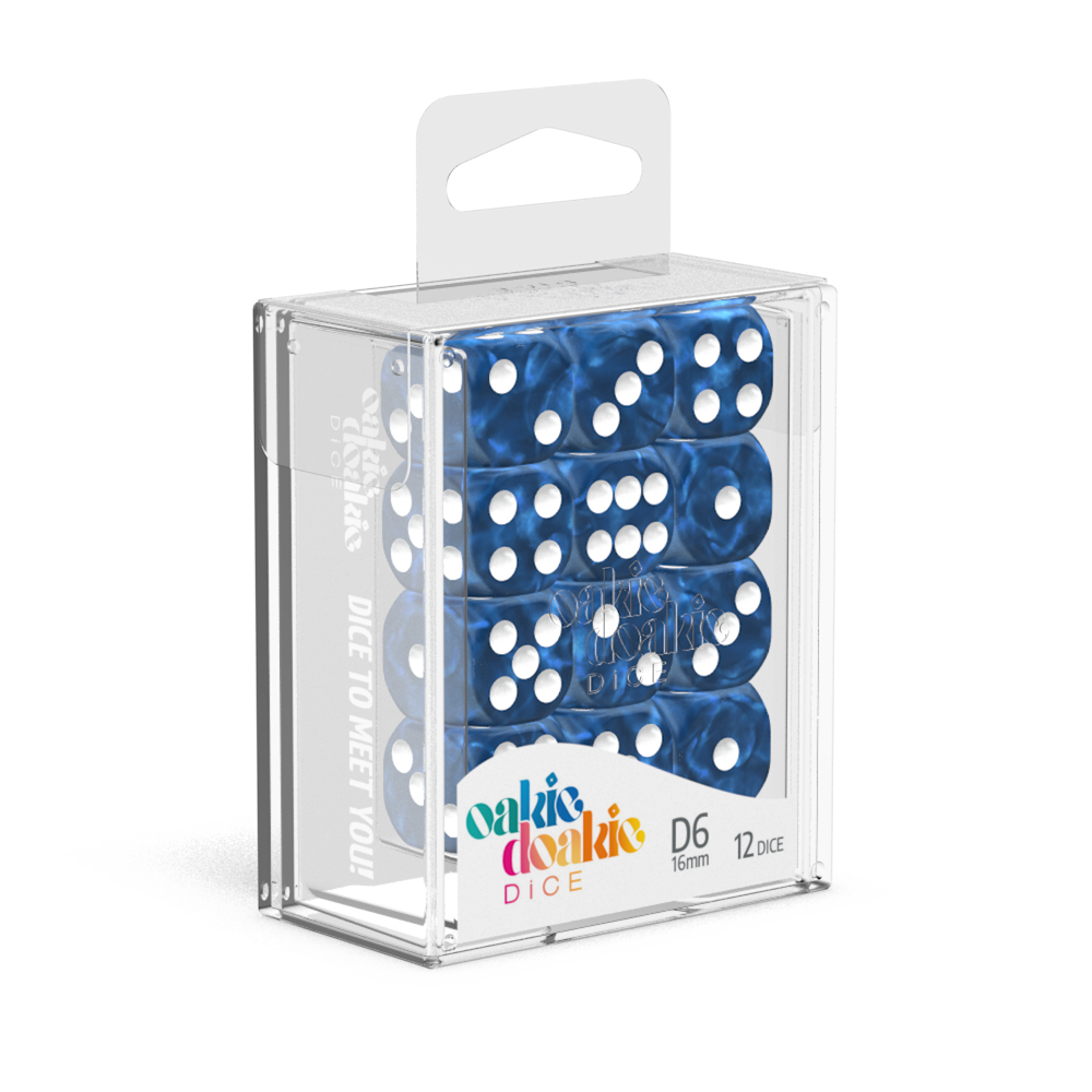 Oakie Doakie Dice Marble - Blue 16mm D6 Set Of 12
