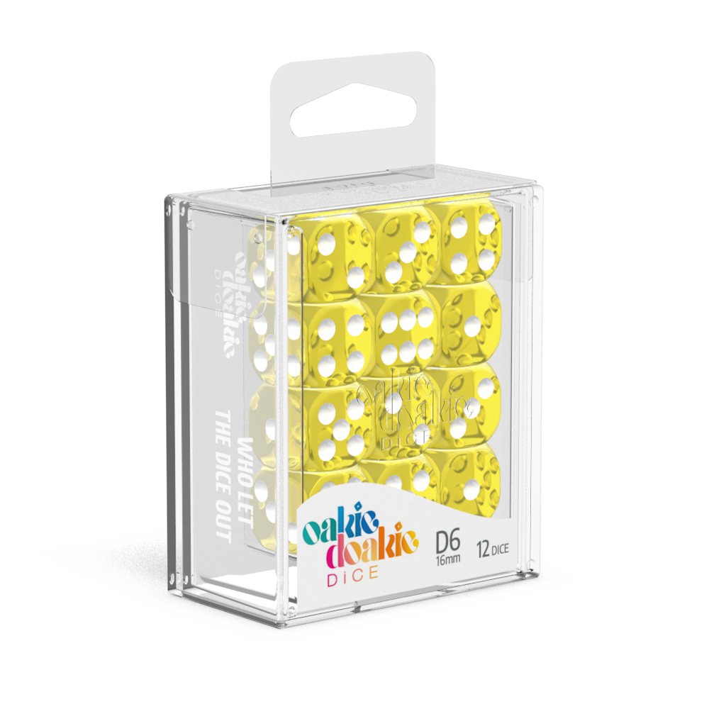 Oakie Doakie Dice Translucent - Yellow 16mm D6 Set Of 12