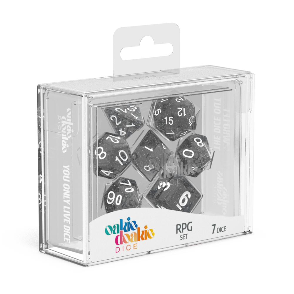 Oakie Doakie Dice Speckled - Black RPG Dice Set